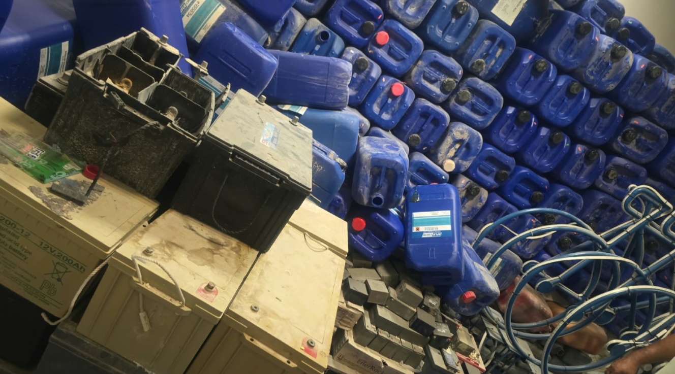 Used batteries and plastic containers scrap