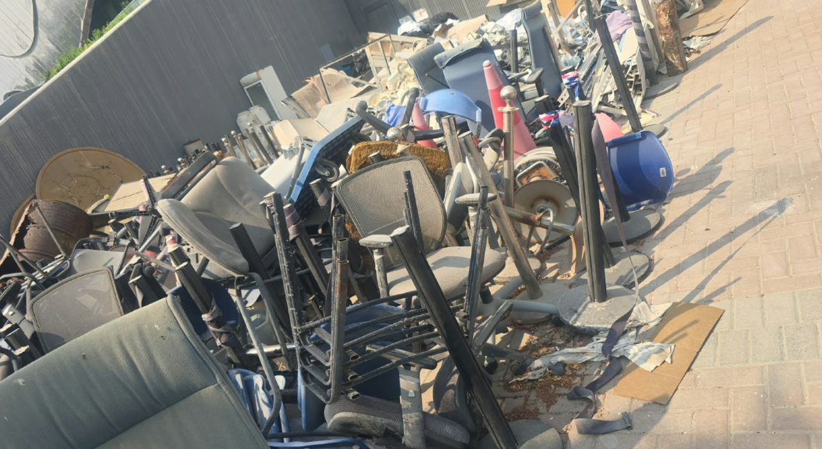 Mixed furniture and metal scrap collection